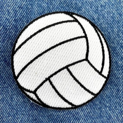 Fer de correction de broderie de volleyball sur le fond brodé de tissu de sergé d'Applique