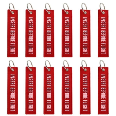 Petit porte-clés de marque de vol ODM Portable personnalisé Emballage en vrac brodé rouge