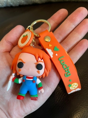 Chaîne principale du porte-clés 3D de PVC de Chucky Horror et chaîne principale de silicone en caoutchouc