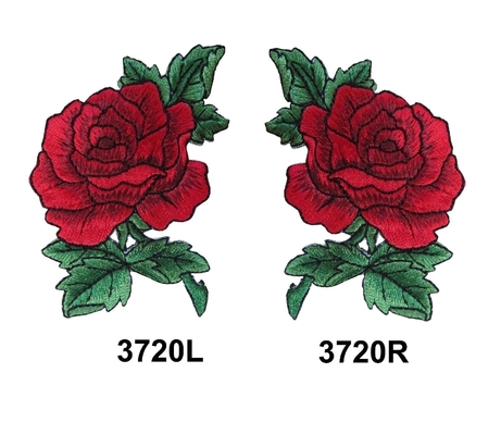 Couleur faite sur commande rouge de Rose Flower Embroidery Sew Patch Pantone pour des vêtements