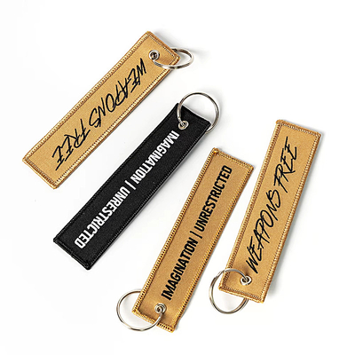 Logo personnalisé Tissu clé étiquette Broderie porte-clés Étiquette porte-clés