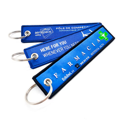 Tissu tissé personnalisé Blank Broderie de moto Chaîne de clés brodée Anime Key Jet Tag pour voiture et moto