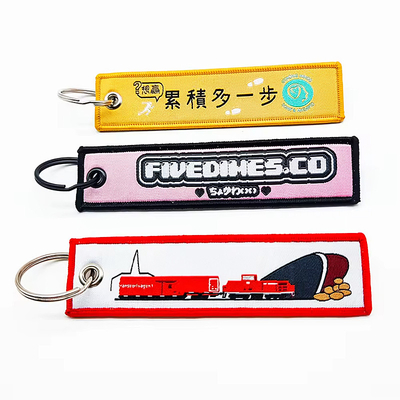 Tissu tissé personnalisé Blank Broderie de moto Chaîne de clés brodée Anime Key Jet Tag pour voiture et moto