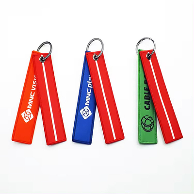 Impression en blanc personnalisée Lettres de l'alphabet Chaînes à clefs à double face Chaîne à clefs brodée tissée Chaîne à clefs courte Lanyard