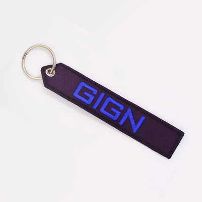 Logo personnalisé Jet Tags Tissu Imprimé Clés brodées Rings Broderie Chaîne de clés
