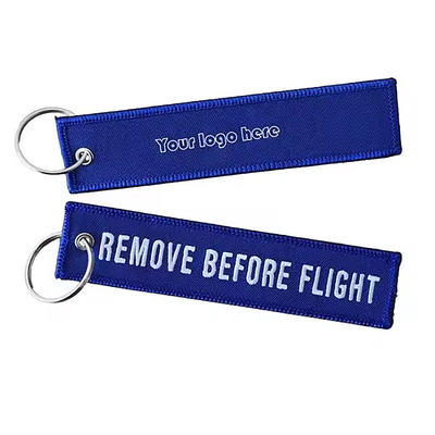 Logo personnalisé Jet Tags Tissu Broderie Imprimée Chaîne de clés Léger Broderie