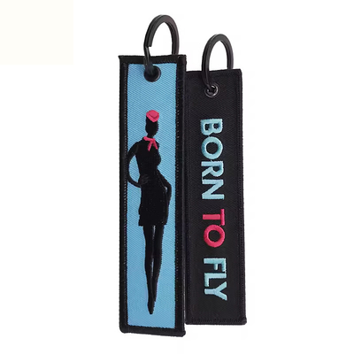Chaîne de clés brodée personnalisée avec logo personnalisé Promotion mode Tissu tissé Chaîne de clés