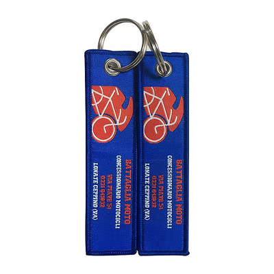 Lettres personnalisées à double face porte-clés brodés Nom de marque Logo Jet Tag Key Ring High Quality Tissue Broderie Key Chai