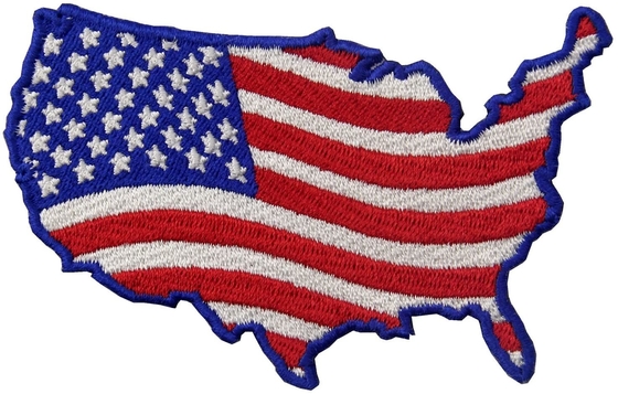 Les Etats-Unis tracent la forme le drapeau qu'américain a brodé le fer cousent dessus sur la correction