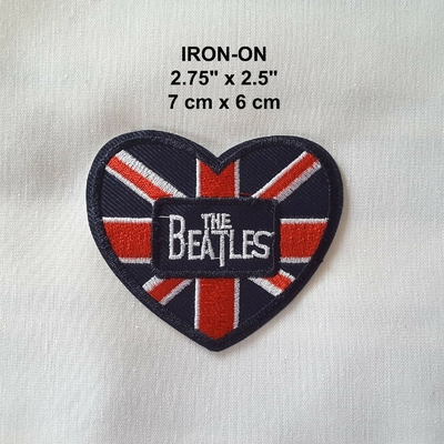 La broderie de coeur d'insigne de Beatles Fer-sur l'Applique de drapeau du R-U de correction d'emblème de musique