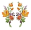 Fer de broderie de frontière de Merrowed sur la correction 2Pcs Rose Flower orange d'Applique