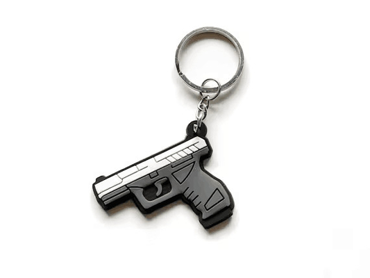 Chaîne principale molle de PVC d'arme à feu faite sur commande de Logo Mini Key Chains Silicone Toy