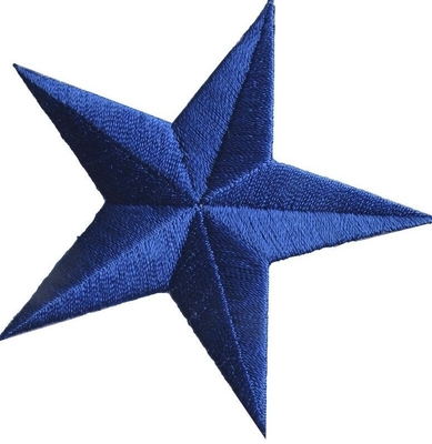 3&quot; étoile brodée bleue raccorde le fer sur le fond de sergé de correction d'Applique